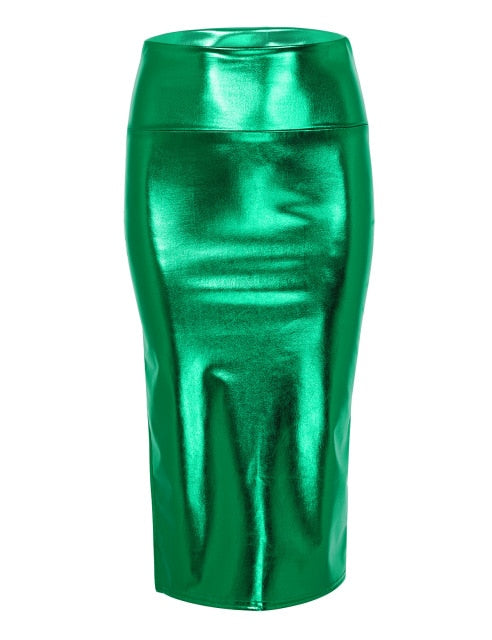 Shiny Metallic Holographic Skirt - Sissy Lux