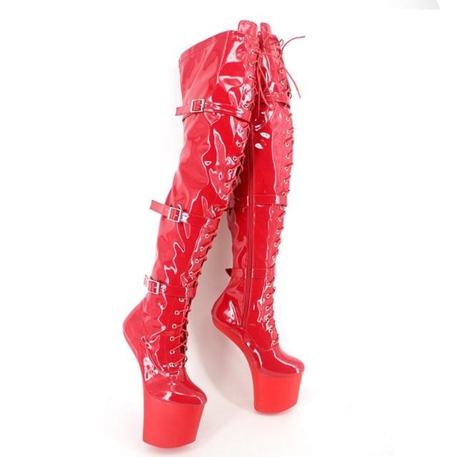 Heelless Horse Hoof Over Knee Boots - Sissy Lux
