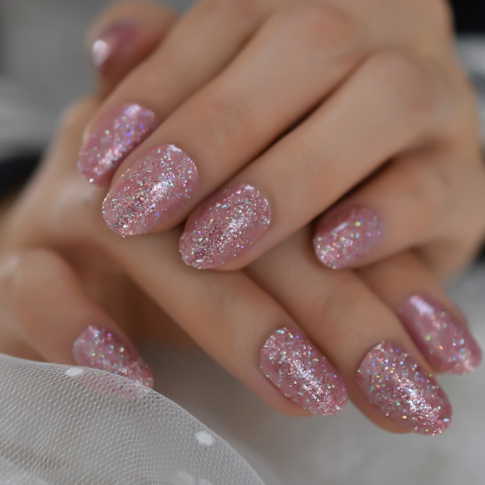 Pretty Sissy Pink Glitter Faux Nails - Sissy Lux