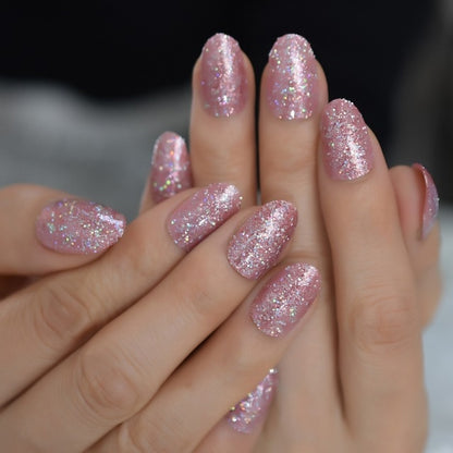Pretty Sissy Pink Glitter Faux Nails - Sissy Lux
