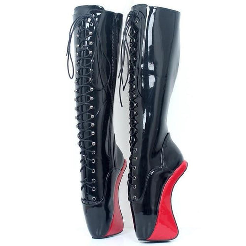 7" Pony Hoof Sole Heelless Ballet Boots - Sissy Lux