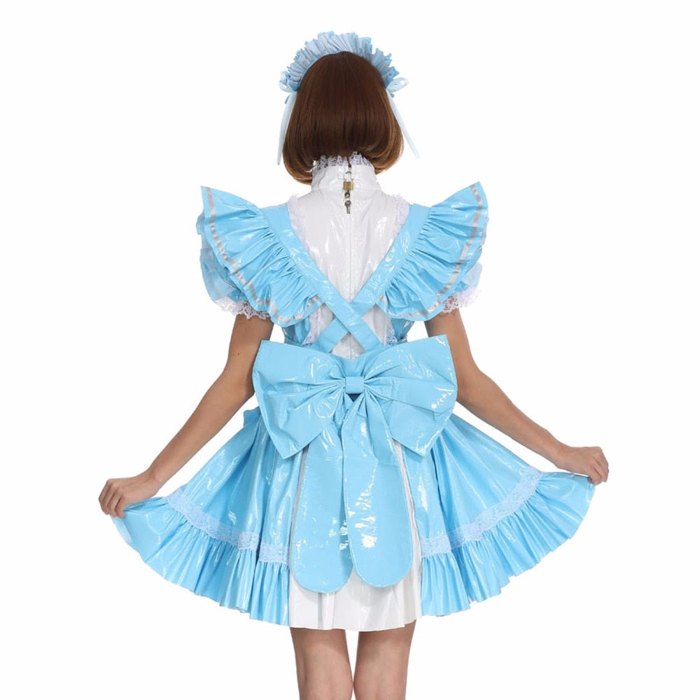 Lockable Blue Sissy Maid Dress - Sissy Lux