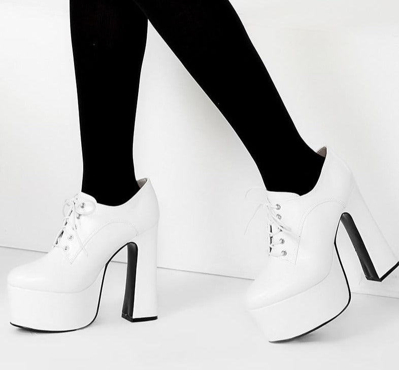 Chunky Block Heel Platform Shoes - Sissy Lux