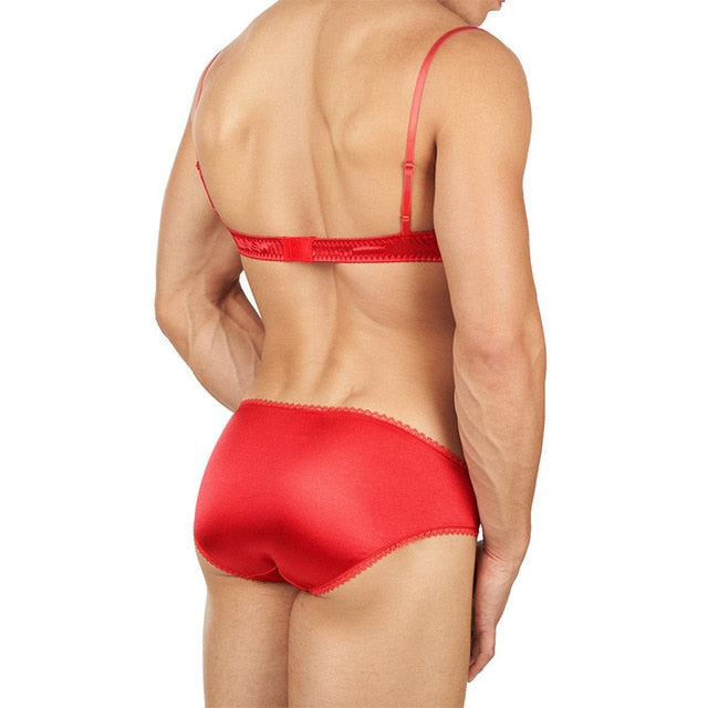 Sissy Lingerie Set - Pink Satin - Sissy Lux