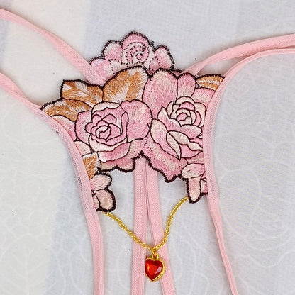Sissy Lux Open Crotch Flower Thong w/ Charm - Sissy Lux