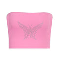 Strapless Pink Butterfly Bandeau Top - Sissy Lux