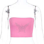 Load image into Gallery viewer, Strapless Pink Butterfly Bandeau Top - Sissy Lux
