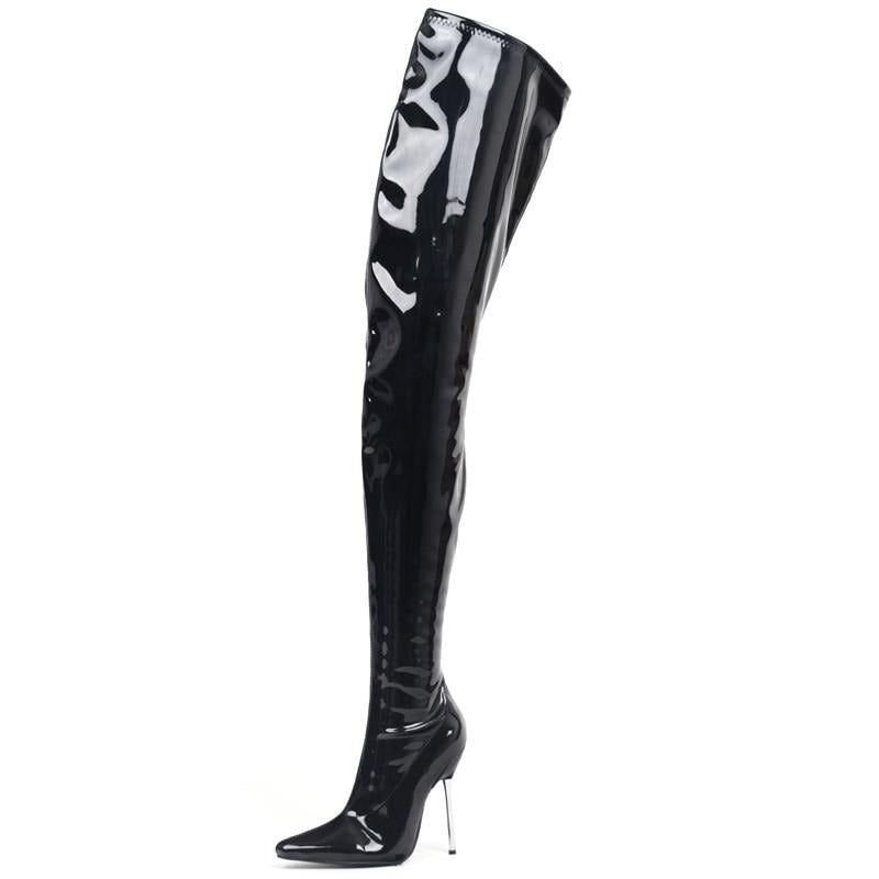 12cm Sexy Crotch Thigh High Boots - Sissy Lux