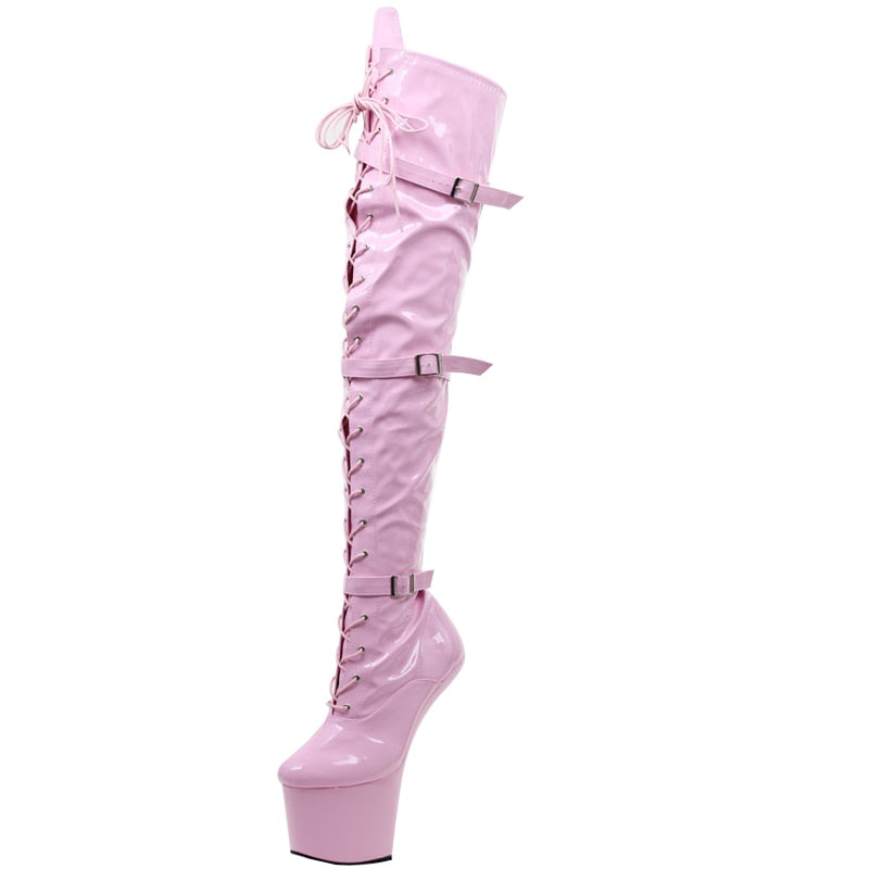 Heelless Horse Hoof Over Knee Boots - Sissy Lux
