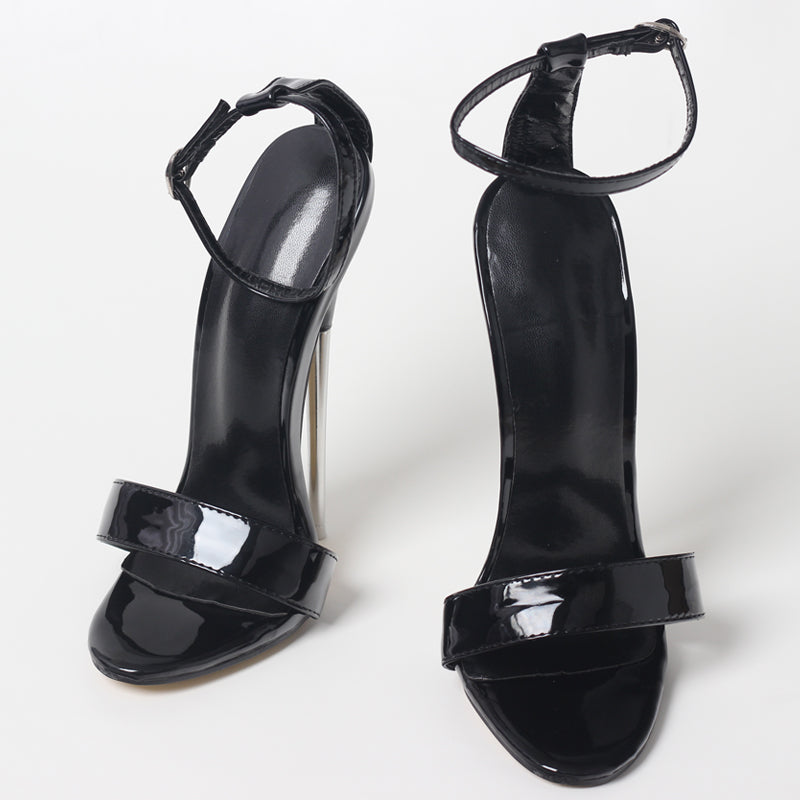 Black Stiletto Heel Sandals - Sissy Lux
