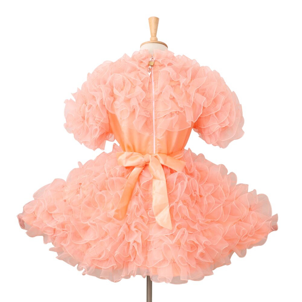 Lockable Orange Satin Dress - Sissy Lux