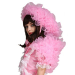 Load image into Gallery viewer, Prissy Organza Pink Bonnet With Cape - Sissy Lux

