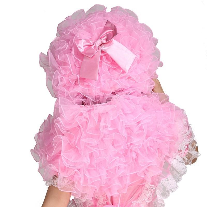 Prissy Organza Pink Bonnet With Cape - Sissy Lux