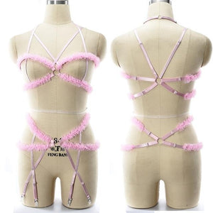 Pink Lace Sexy Sissy Harness - Sissy Lux