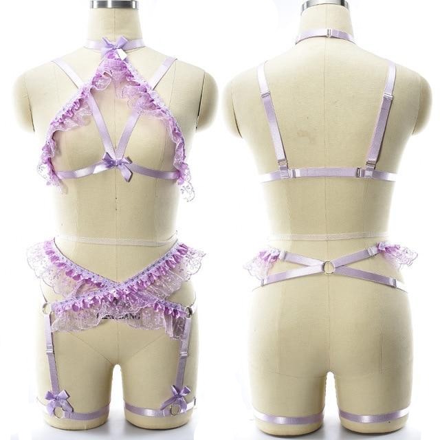 Purple Lace Sexy Sissy Harness - Sissy Lux
