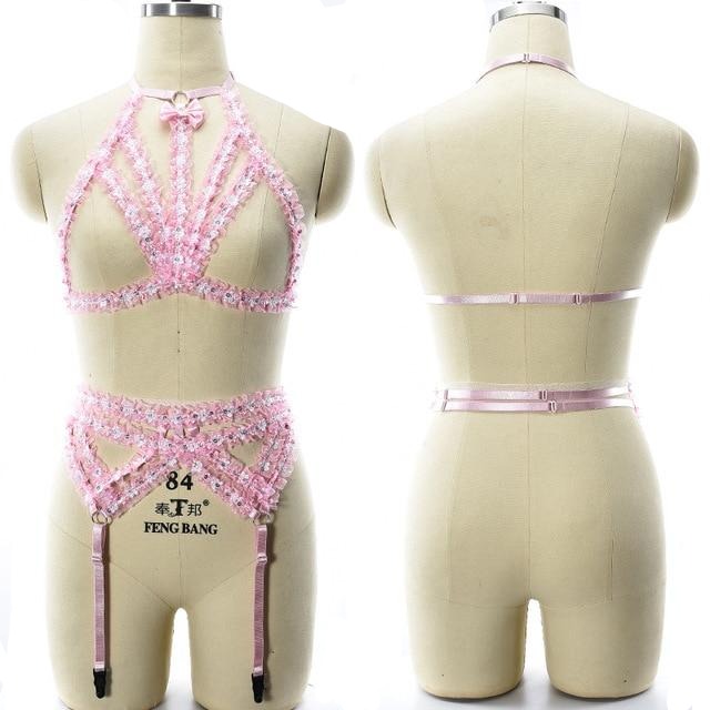 Pink Lace Sexy Sissy Harness - Sissy Lux