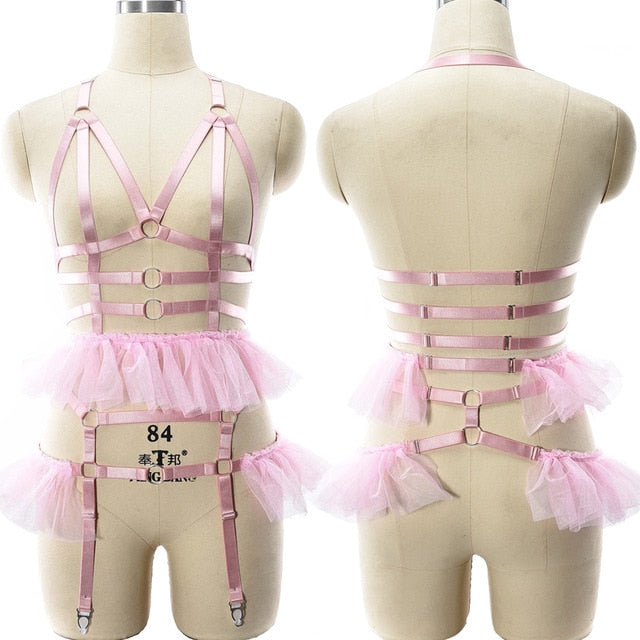 Pink Lace Sexy Sissy Harness - Sissy Lux