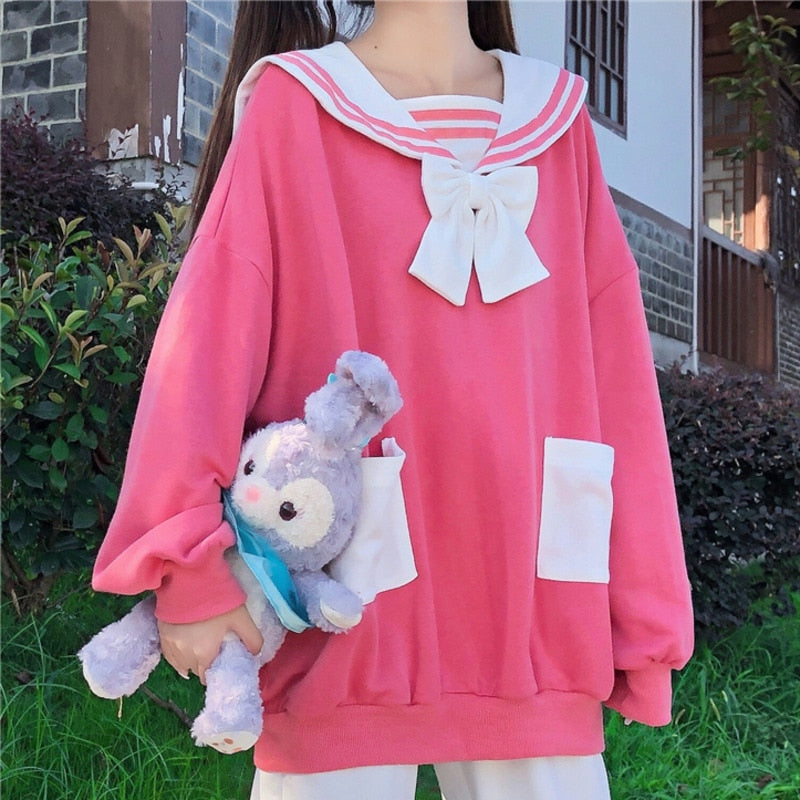 Cute Bowknot Rabbit Ears Sweatshirt - Sissy Lux