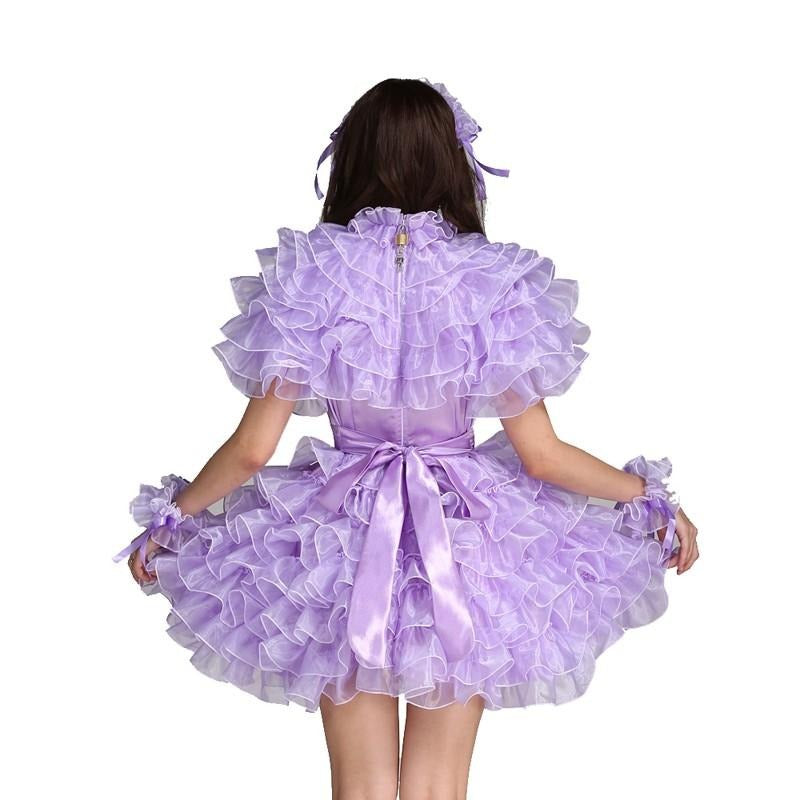 Lockable Purple Ruffles Dress - Sissy Lux