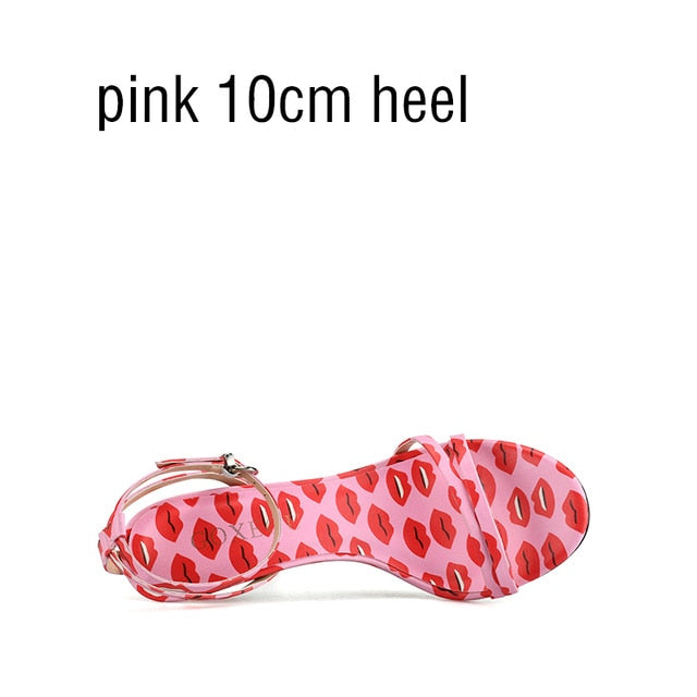 Pink Sissy Desire Lips Sandals - Sissy Lux