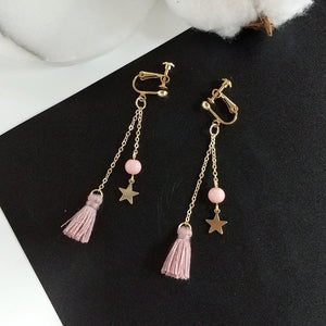 Happy Sissy Pink Tassel Clip On Earrings - Sissy Lux