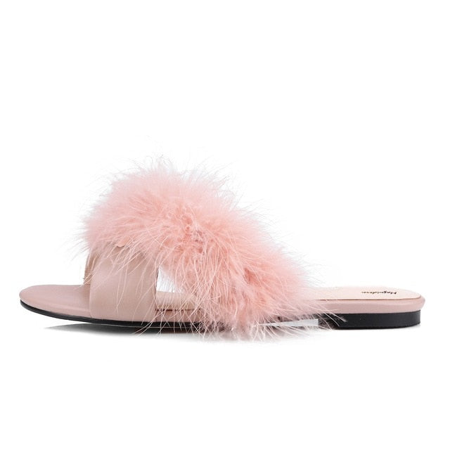 "Sissy Marilyn" Pink Ostrich Feather Sandals - Sissy Lux