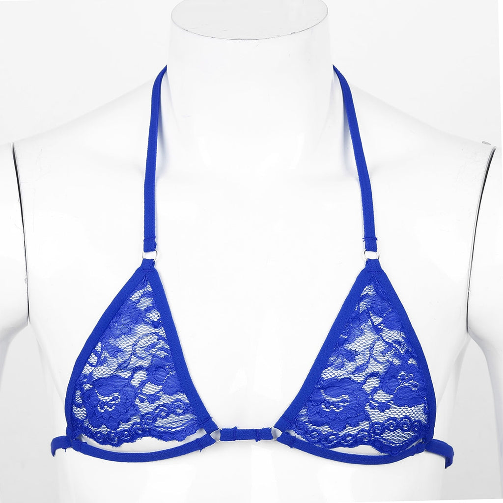 Sheer Lace Halter Bra - Sissy Lux