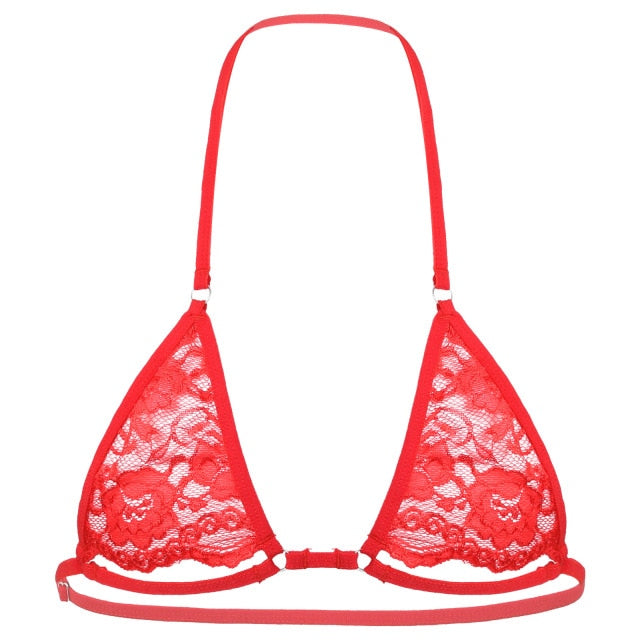 Sheer Lace Halter Bra - Sissy Lux