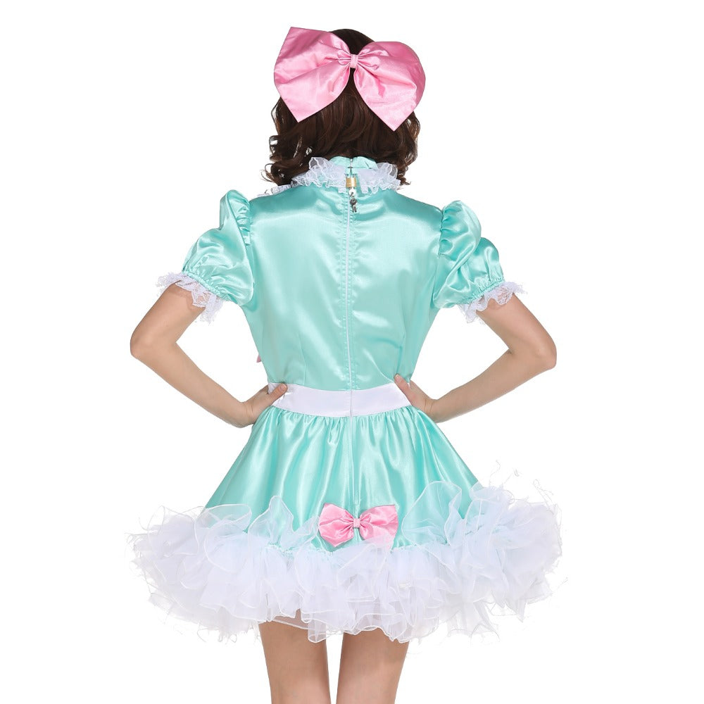 Lockable Satin Bow Dress - Sissy Lux