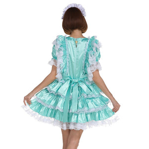 Lockable Frilly Satin Maid Dress - Sissy Lux