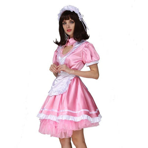 Lockable Sissy Maid Pink Dress - Sissy Lux