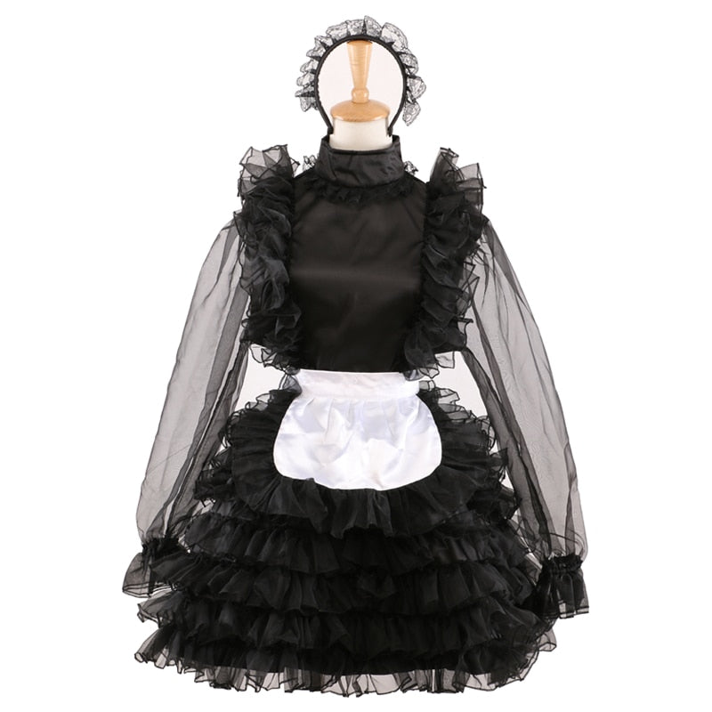 Lockable Organza Maid Dress - Sissy Lux