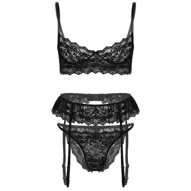 Floral Lace Sissy Lingerie Set - Sissy Lux