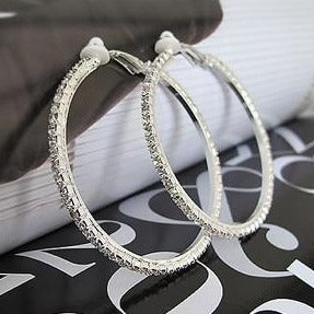 Sissy Luxury Clip On Crystal Hoop Earrings - Sissy Lux