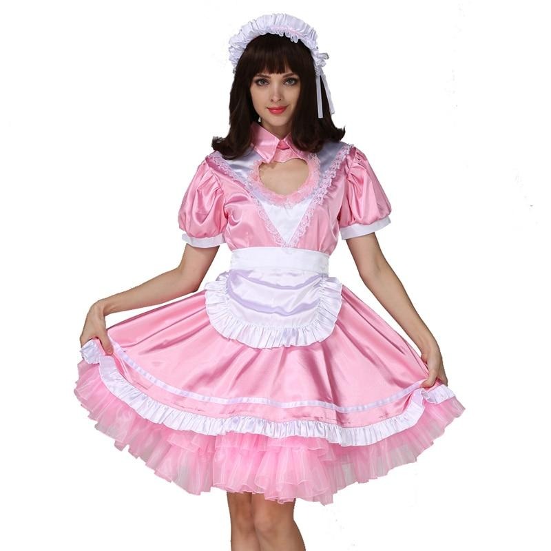 Lockable Sissy Maid Pink Dress - Sissy Lux