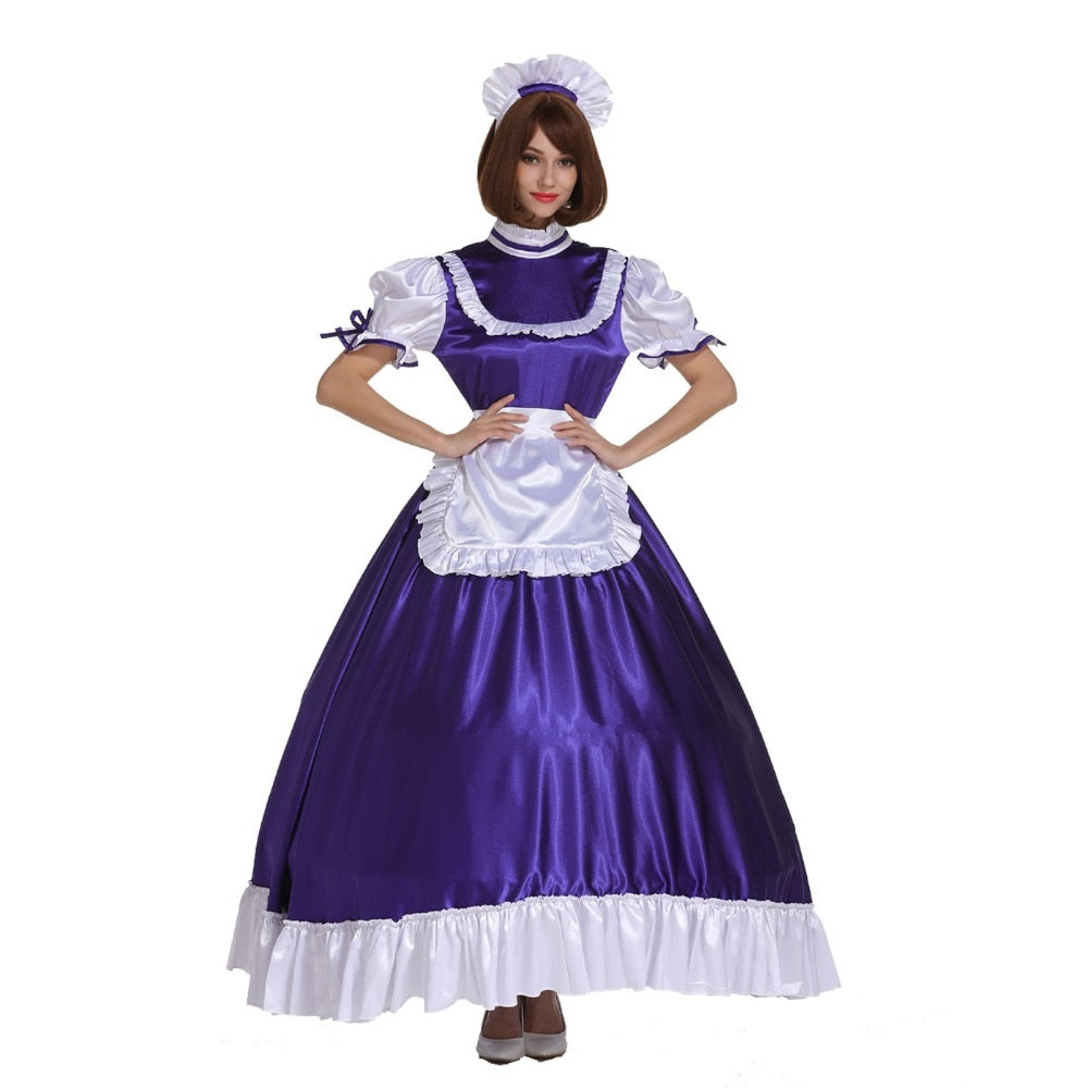Lockable Purple Sissy Maid Dress - Sissy Lux