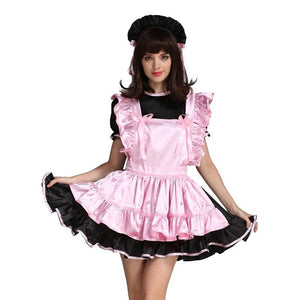 Pink Satin Sissy Maid Dress - Sissy Lux