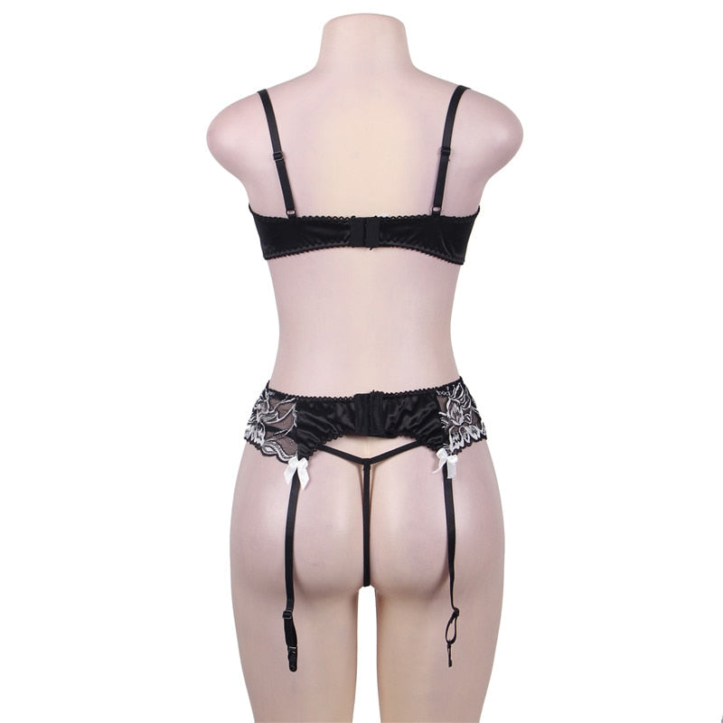 Open Bra Sheer Garter Set - Sissy Lux