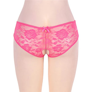 Open Crotch Lace Panties - Sissy Lux