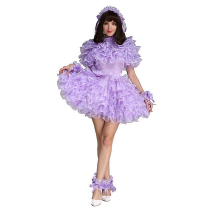 Lockable Purple Ruffles Dress - Sissy Lux