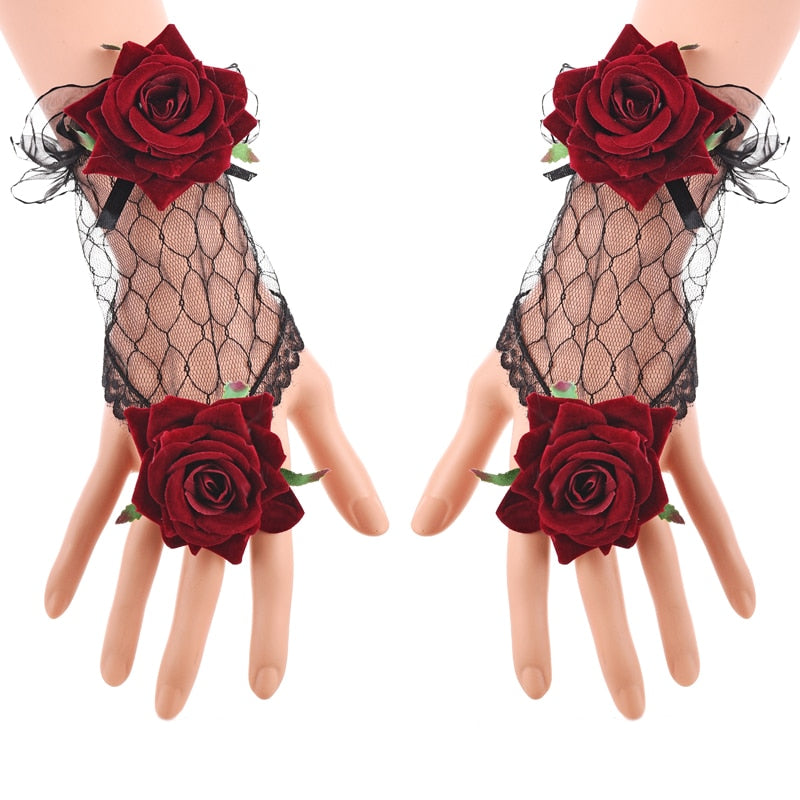 Sissy In Love Rose Gloves - Sissy Lux