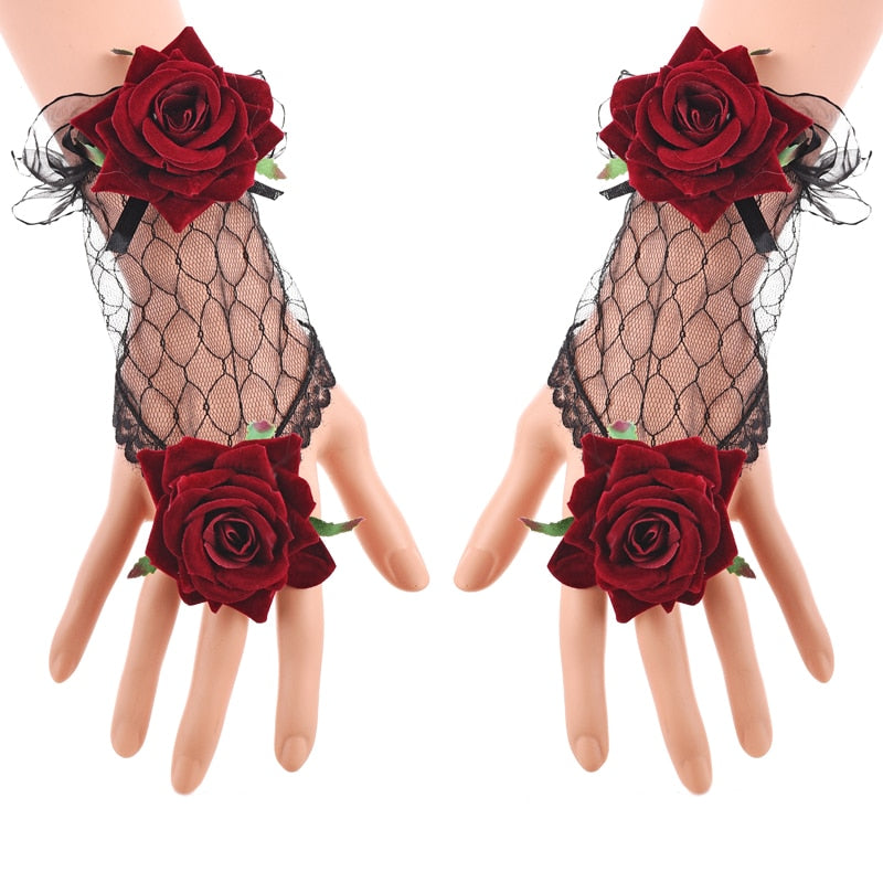 Sissy In Love Rose Gloves - Sissy Lux