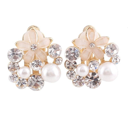 Faux Pearl Flower Sissy Earrings - Sissy Lux
