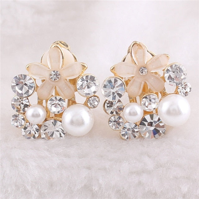 Faux Pearl Flower Sissy Earrings - Sissy Lux