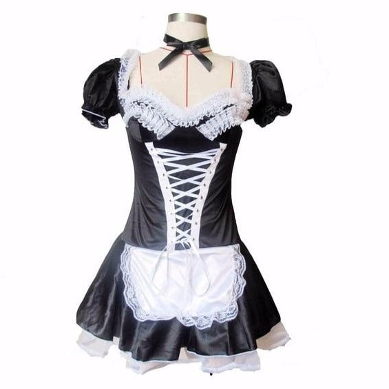 Satin And Lace French Sissy Maid Dress Set - Sissy Lux