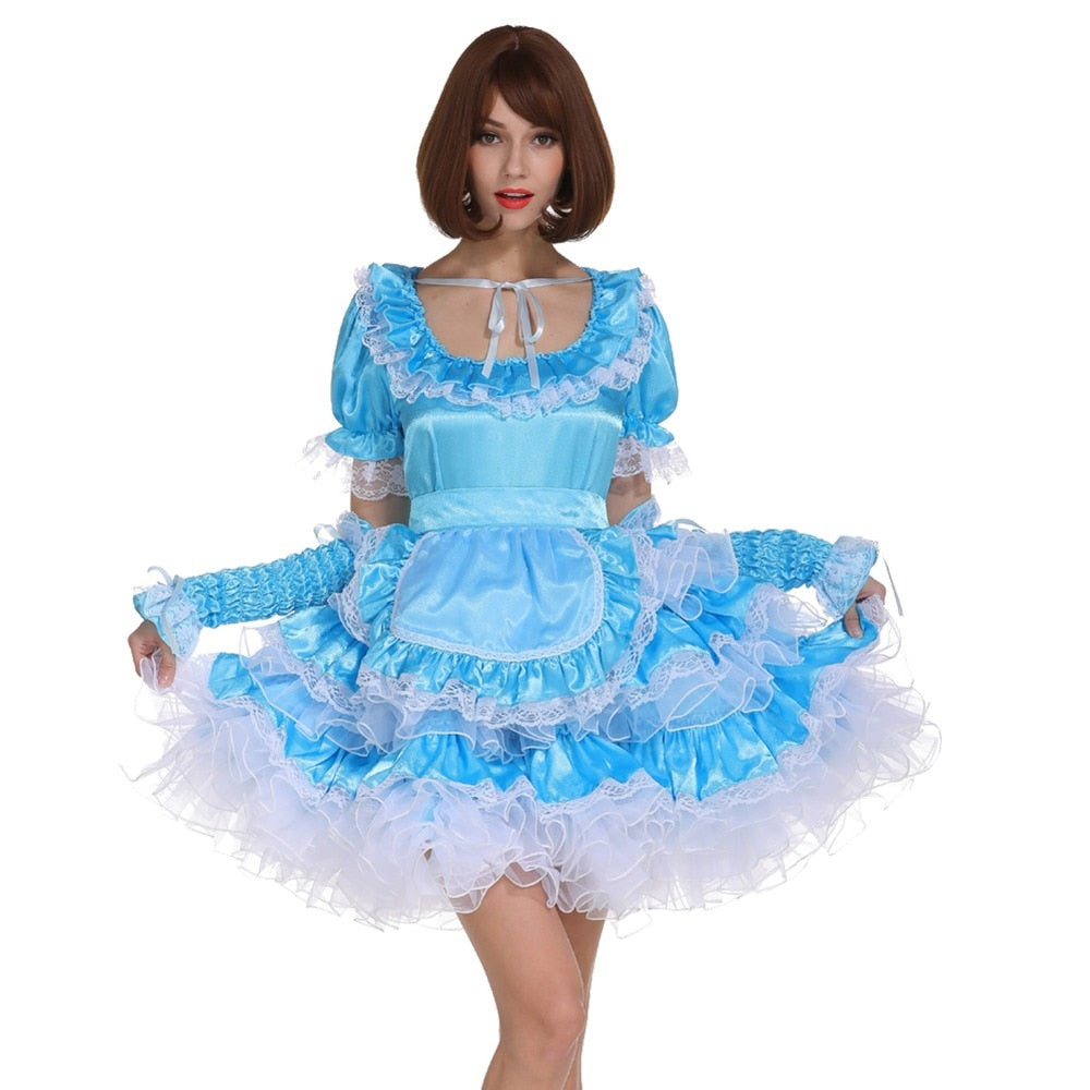 Lockable Blue Sissy Maid Dress - Sissy Lux