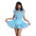 Lockable Blue Sissy Maid Organza Dress - Sissy Lux
