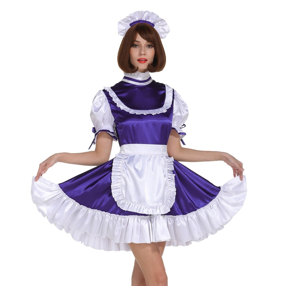 Lockable Purple Maid Dress - Sissy Lux
