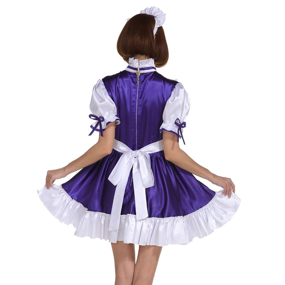 Lockable Purple Maid Dress - Sissy Lux