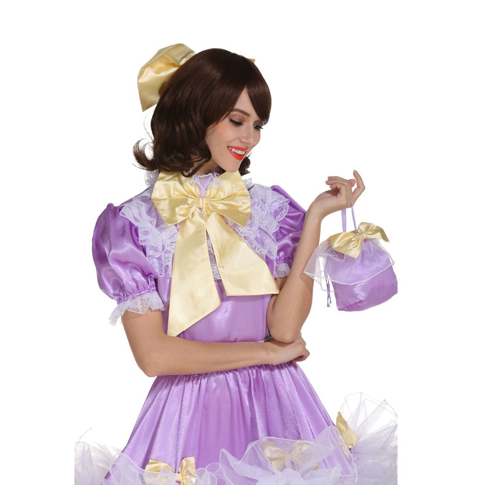 Lockable Satin Bow Dress - Sissy Lux
